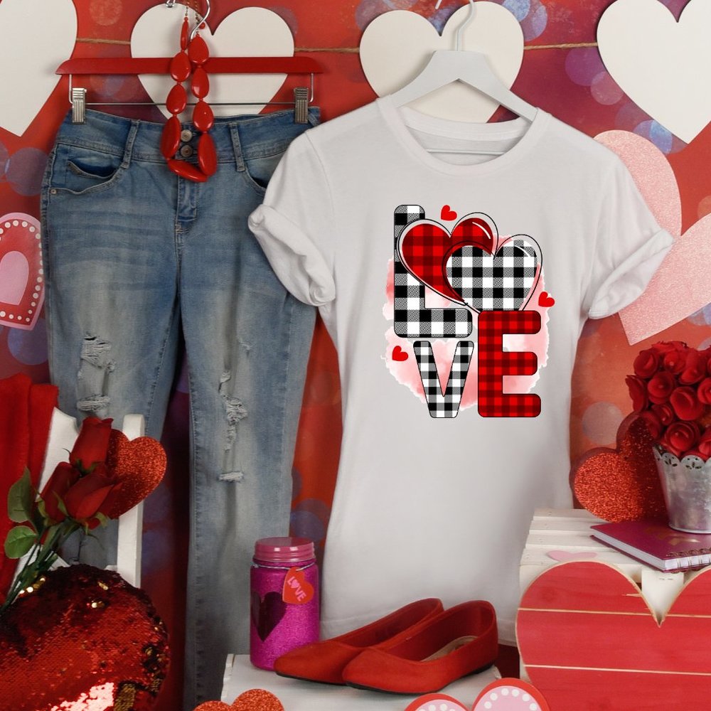 Love Checkered Softstyle® Fitted T-Shirt